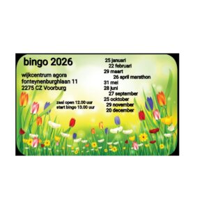 zondag van 13.00 tot 17.00 uur<br>Zaal Bingo<br>(zaal is open vanaf 12.00 uur)